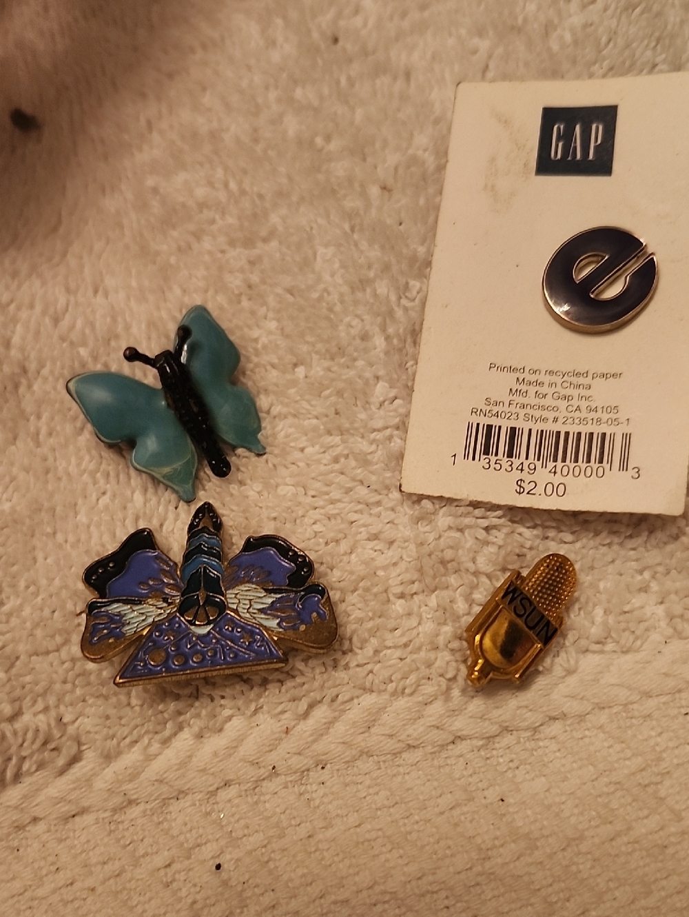 GAP Enamel Pin Trio - Teal, Blue & Gold Accents